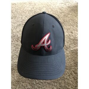 Atlanta Braves 47 Brand Black Script A Adjustable Hat Mesh Back OSFA